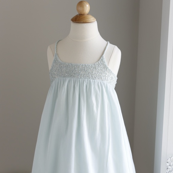 Designer Girl's Aqua Sequined Cotton Dress by La Piccola Danza Fits size 6-8 - Picture 3 of 7